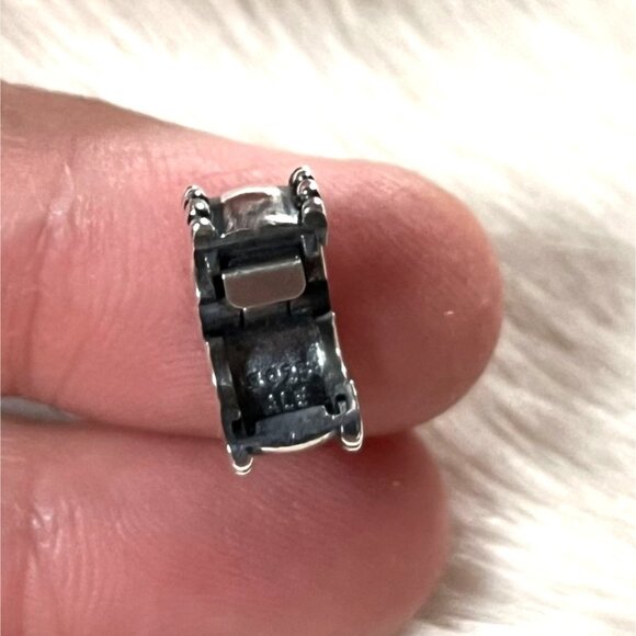 Pandora Authentic Beveled Silver Clip for Bracelet Retired Design Sterling 925 - Picture 7 of 8